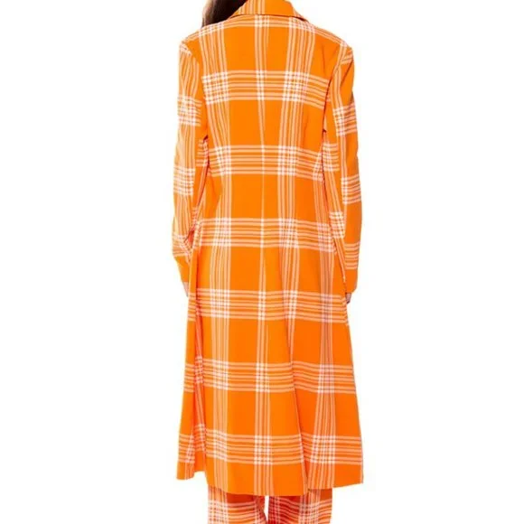 Stasia Sherberry: Orange Plaid All Season Duster Trench Coat L XL - Picture 5 of 16